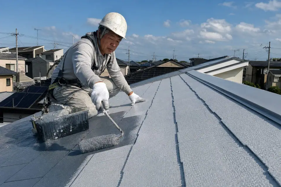 相模原市 O様邸 スレートのひび補修と屋根塗装